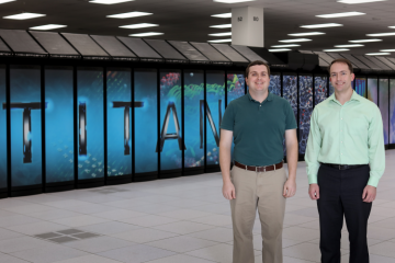 ORNL’s Steven Young (left) and Travis Johnston used Titan to prove the design and training of deep learning networks could be greatly accelerated with a capable computing system.