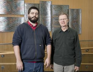 ORNL data scientists (from left) Drew Schmidt and George Ostrouchov have released a 1.0 version of pbdR, the collection of software packages they developed in 2012 to make high-performance computing easier for academic researchers who use R for their data analyses.