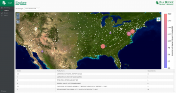 A screenshot of the VA-AST GUI displaying the facility map.